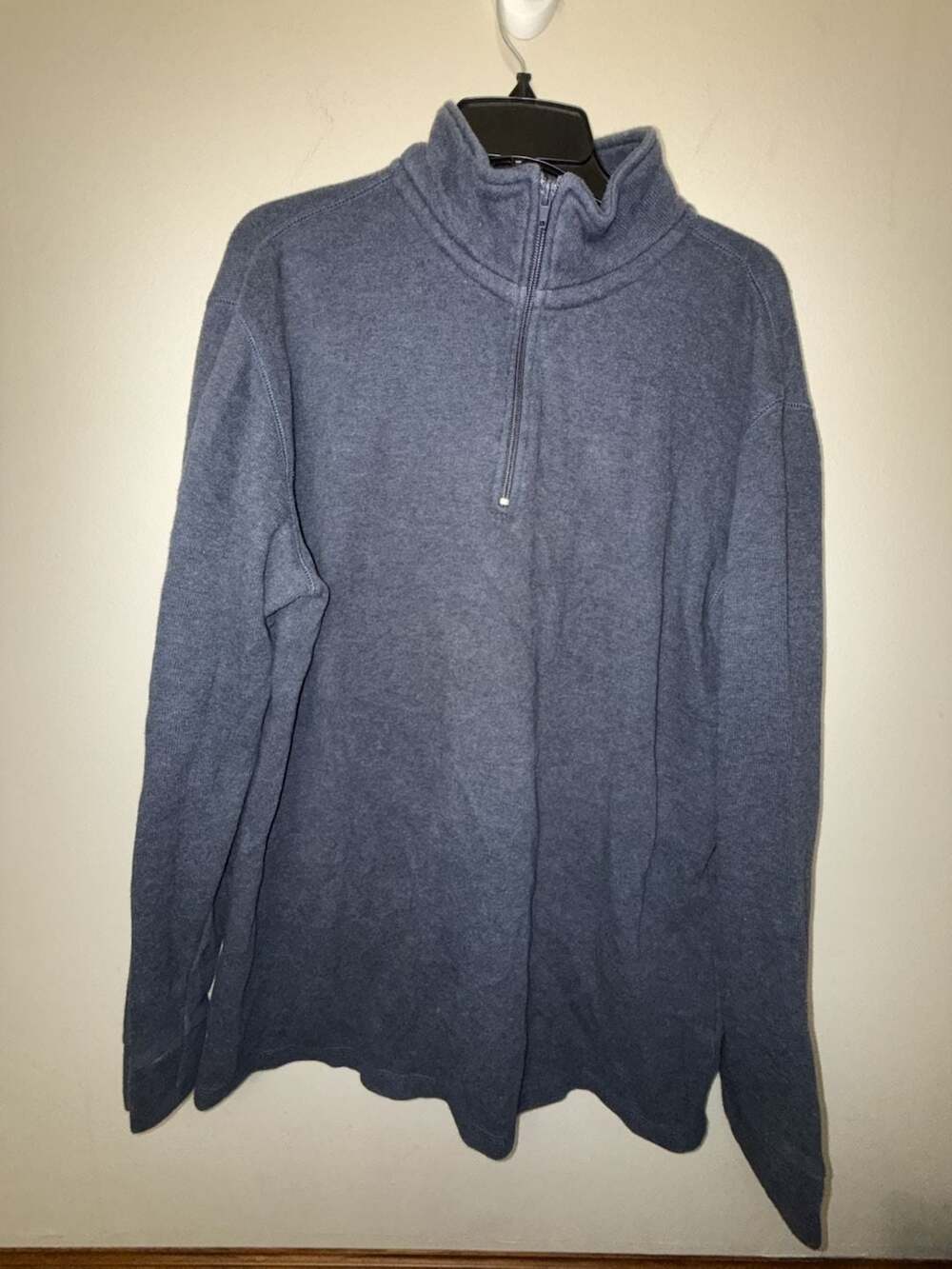 R&R Casual 100% Cotton Blue 1/4 Zip Pullover Sweater